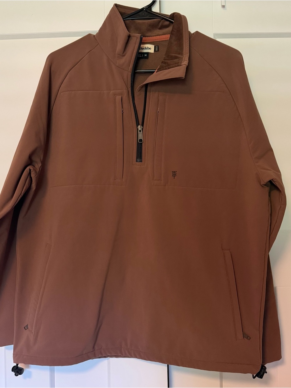 Tom Beckbe Men's Quarter-Zip Pullover Sweatshirt in Rust Brown